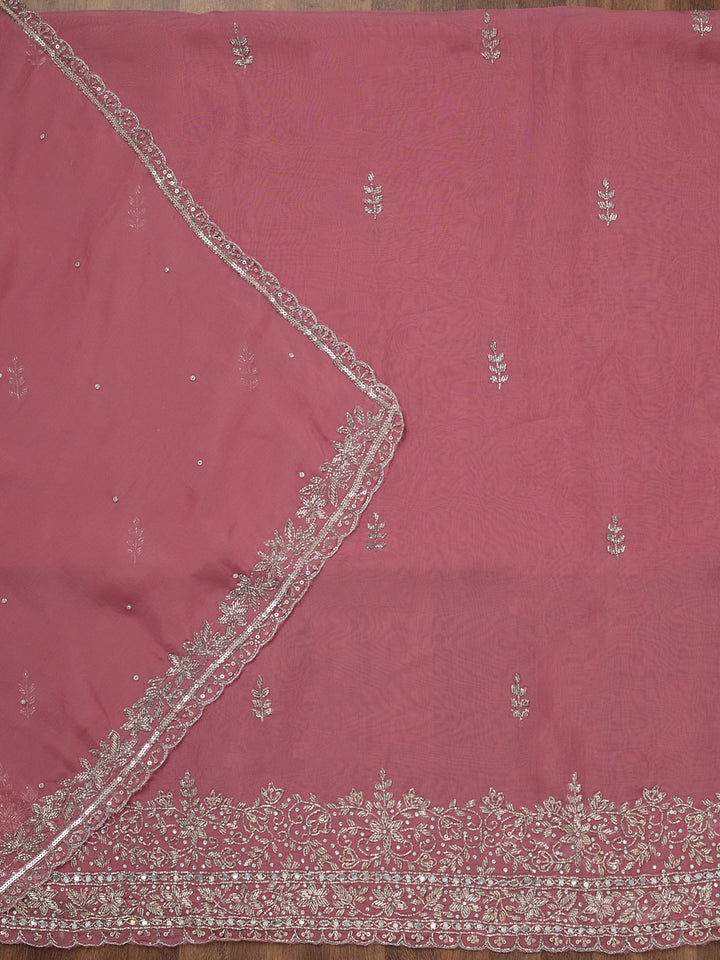 Onion Pink Stonework Tissue Unstitched Salwar Suit