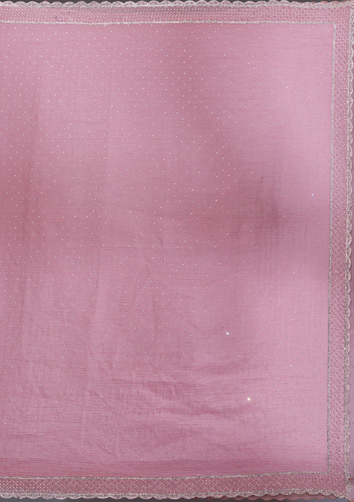 Onion Pink Stonework Tissue Saree