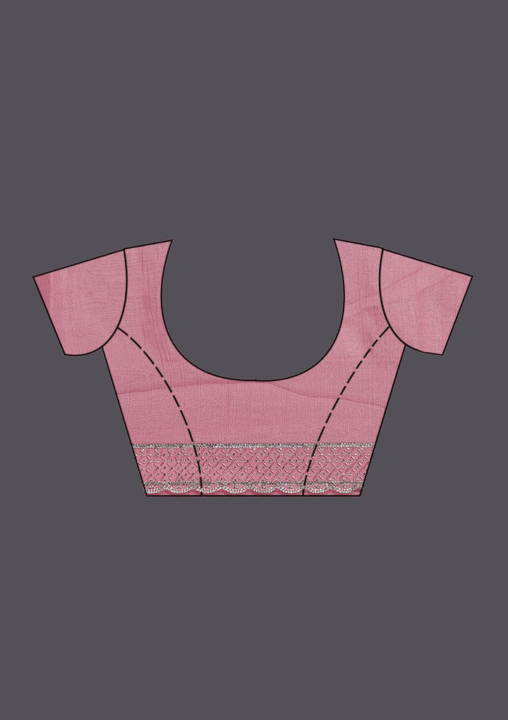 Onion Pink Stonework Tissue Saree
