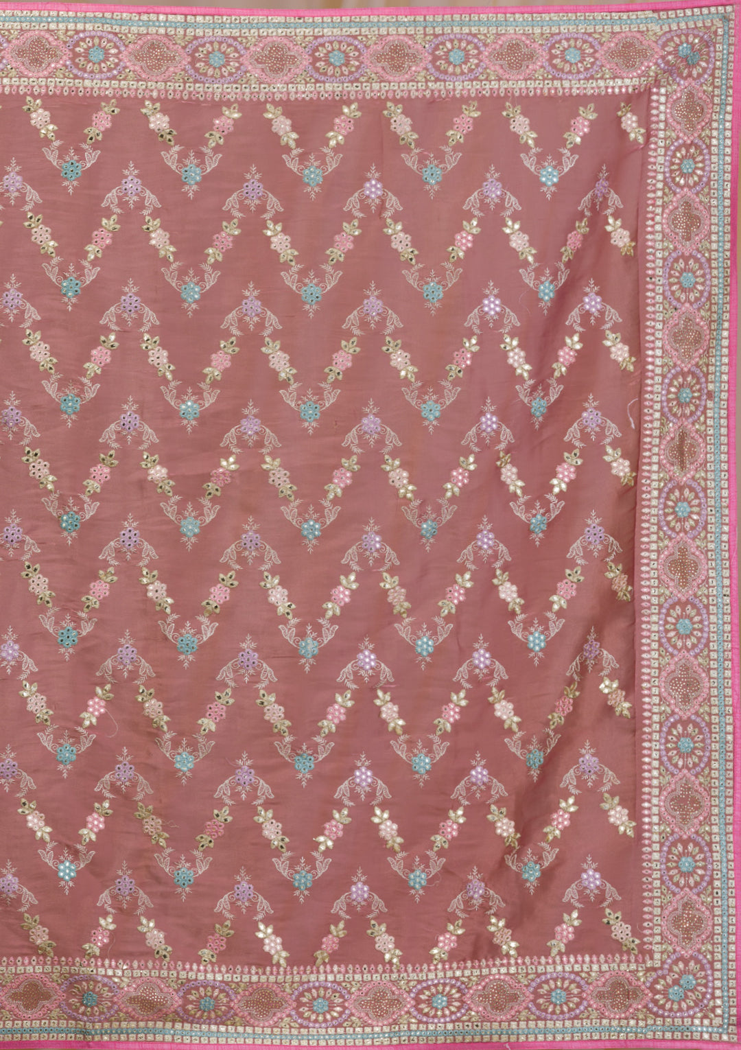 Onion Pink Swarovski Chiffon Saree