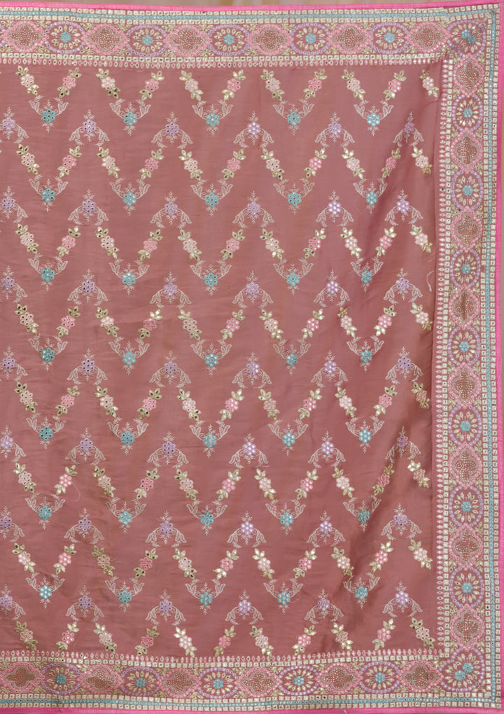 Onion Pink Swarovski Chiffon Saree