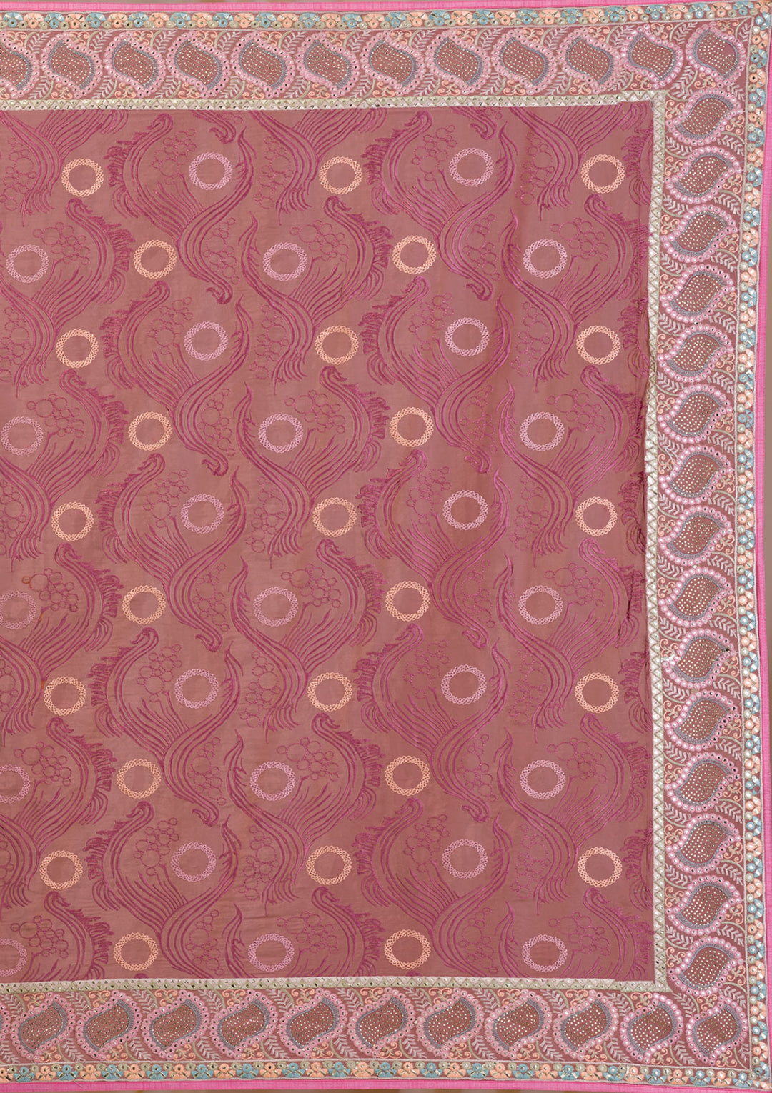 Onion Pink Swarovski Chiffon Saree