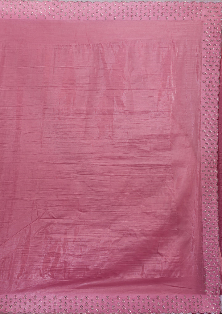 Onion Pink Swarovski Tissue Saree