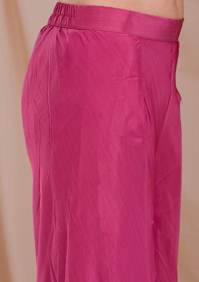 Onion Pink Threadwork Crepe Readymade Sharara Suit