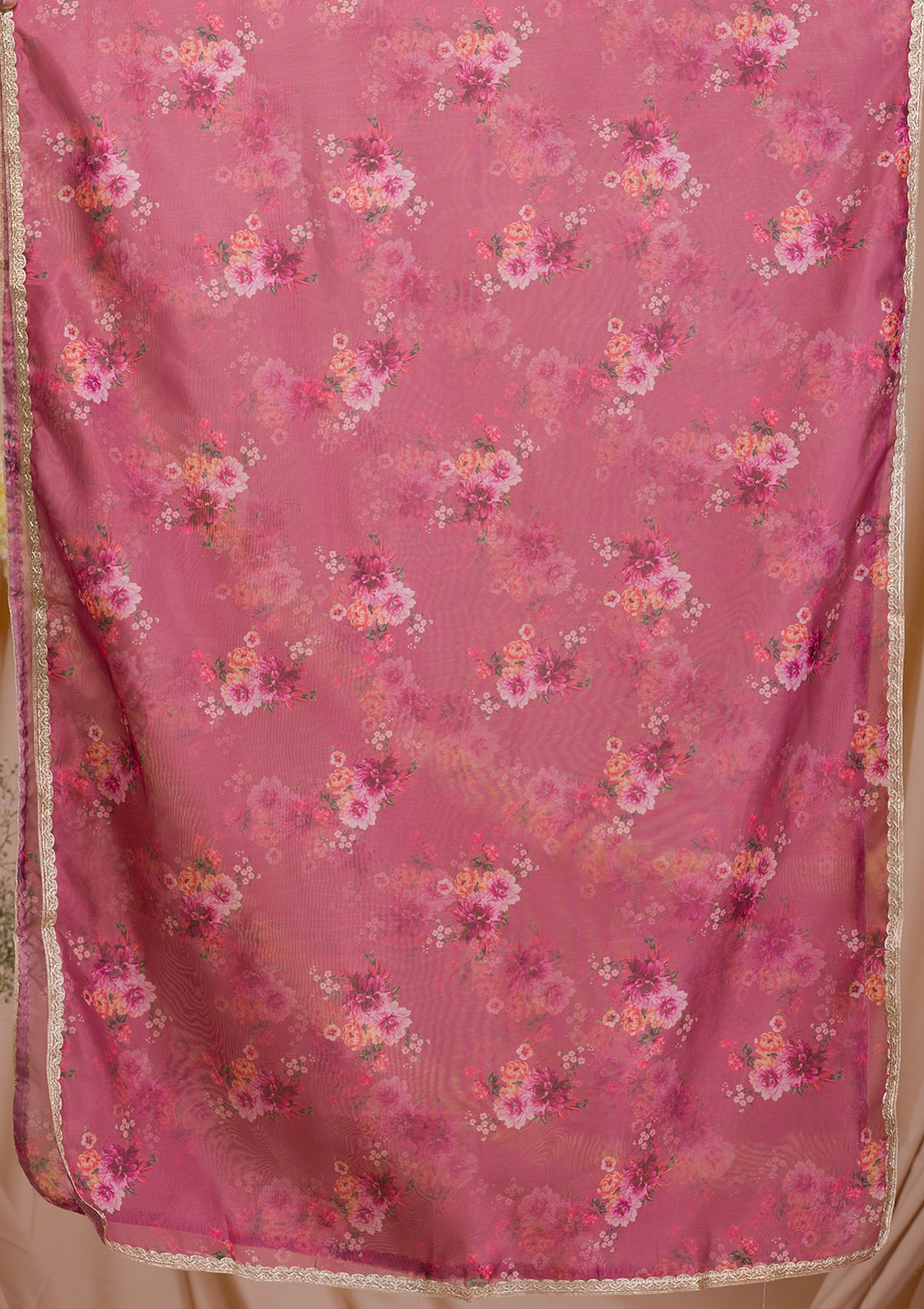 Onion Pink Threadwork Crepe Readymade Sharara Suit