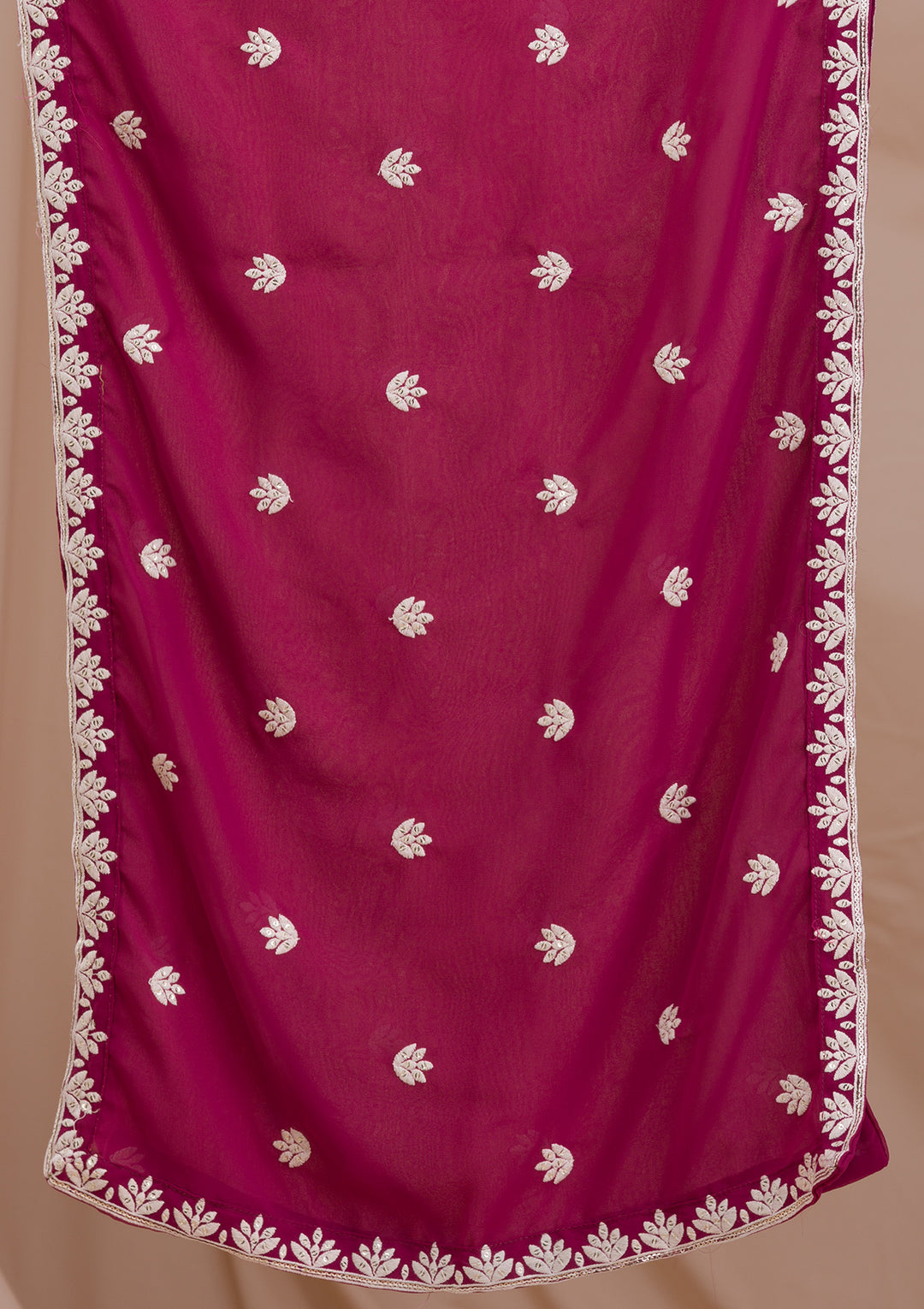 Onion Pink Threadwork Georgette Readymade Sharara Suit