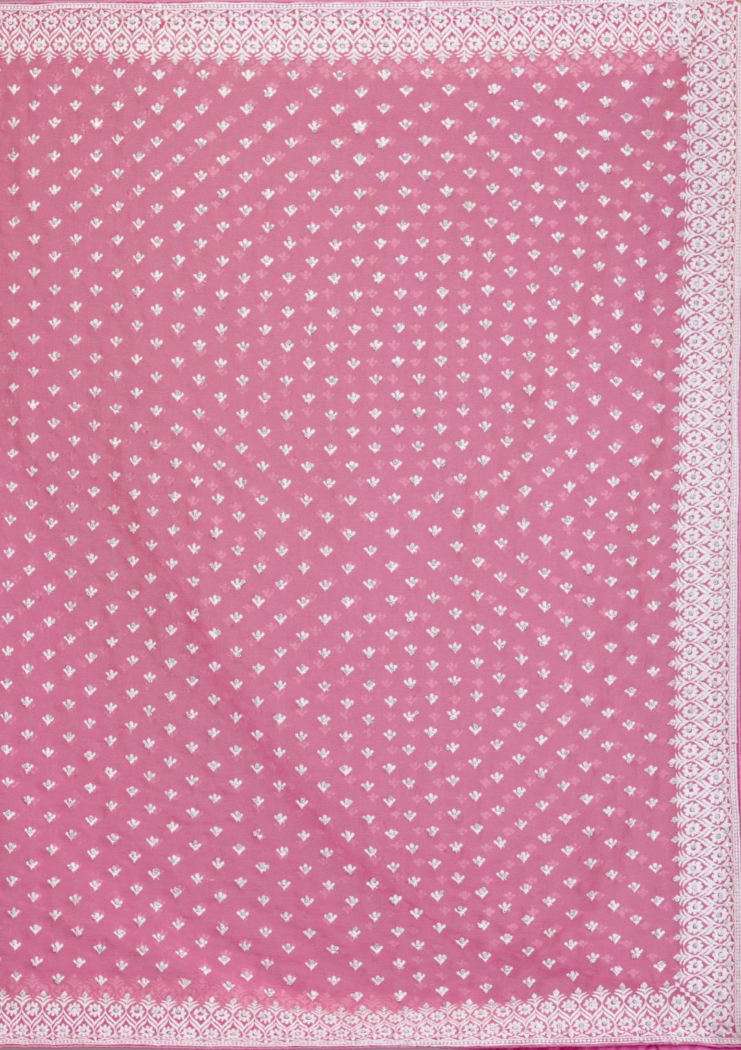 Onion Pink Threadwork Georgette Saree