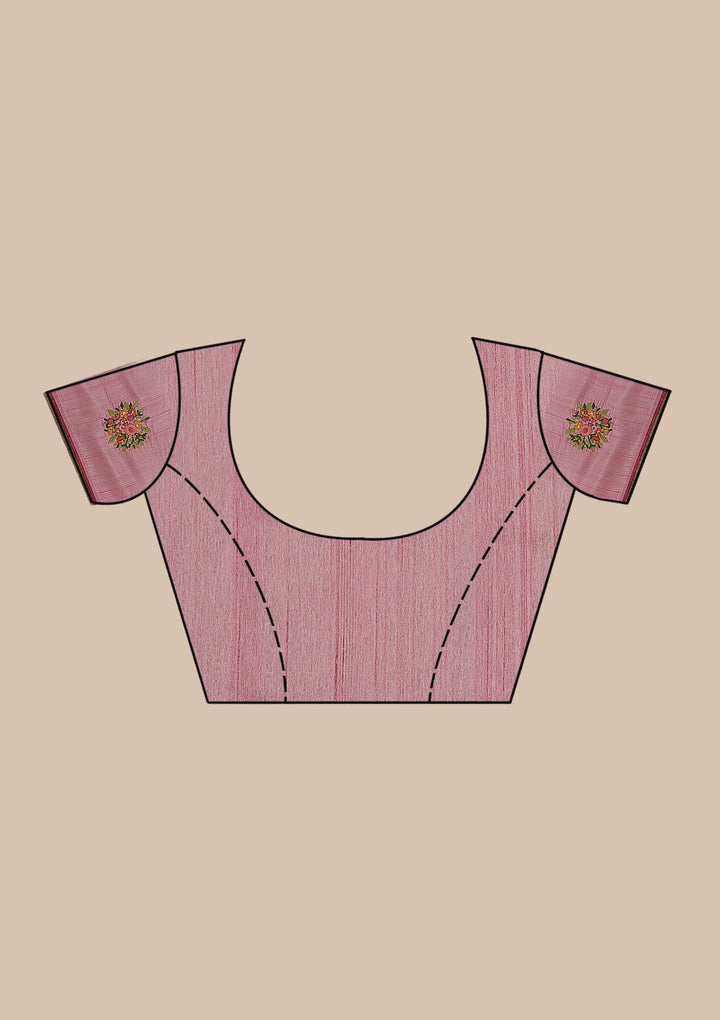 Onion Pink Threadwork Silk Saree