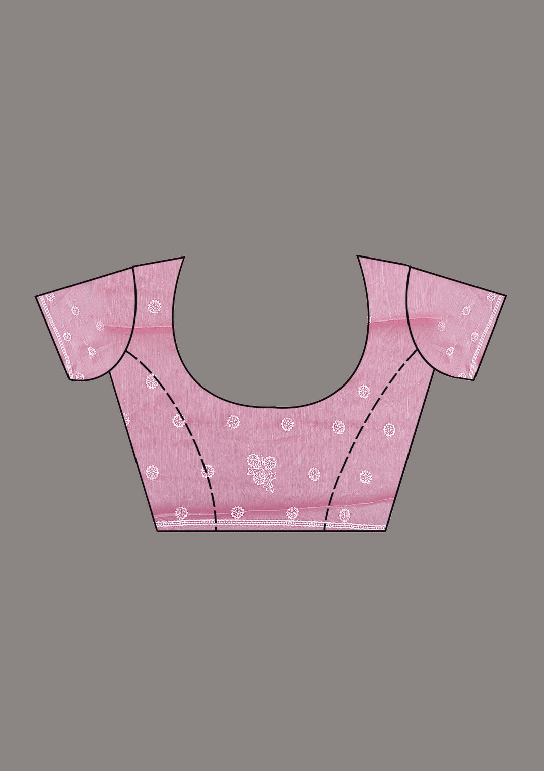 Onion Pink Threadwork Tissue Saree-Koskii