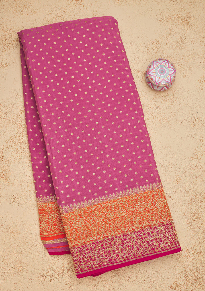 Onion Pink Zariwork Art Silk Saree
