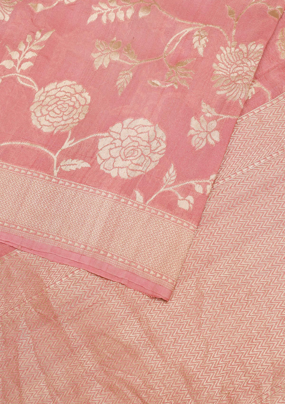 Onion Pink Zariwork Banarasi Pure Silk Saree
