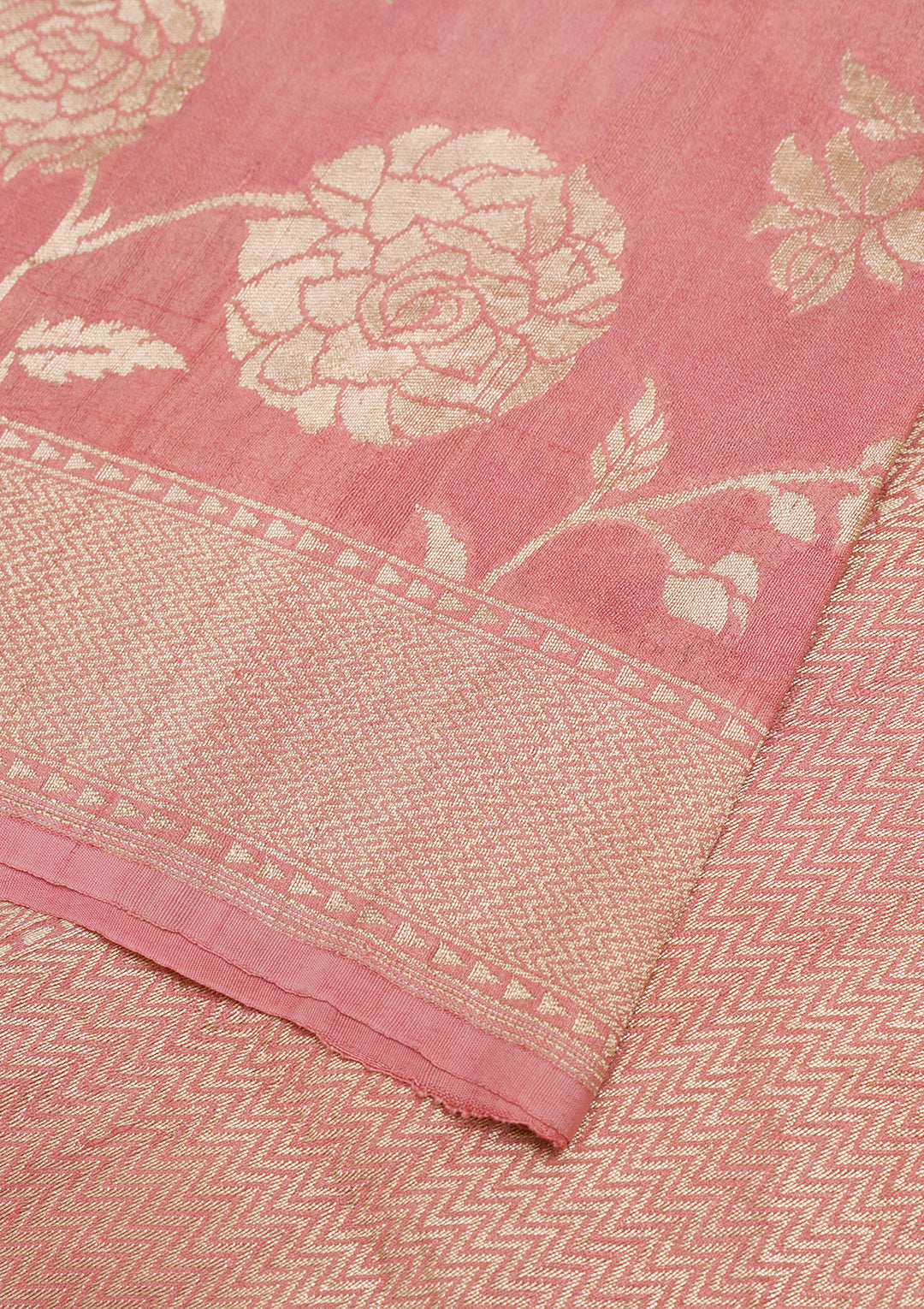 Onion Pink Zariwork Banarasi Pure Silk Saree
