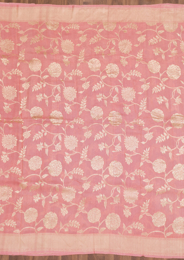 Onion Pink Zariwork Banarasi Pure Silk Saree