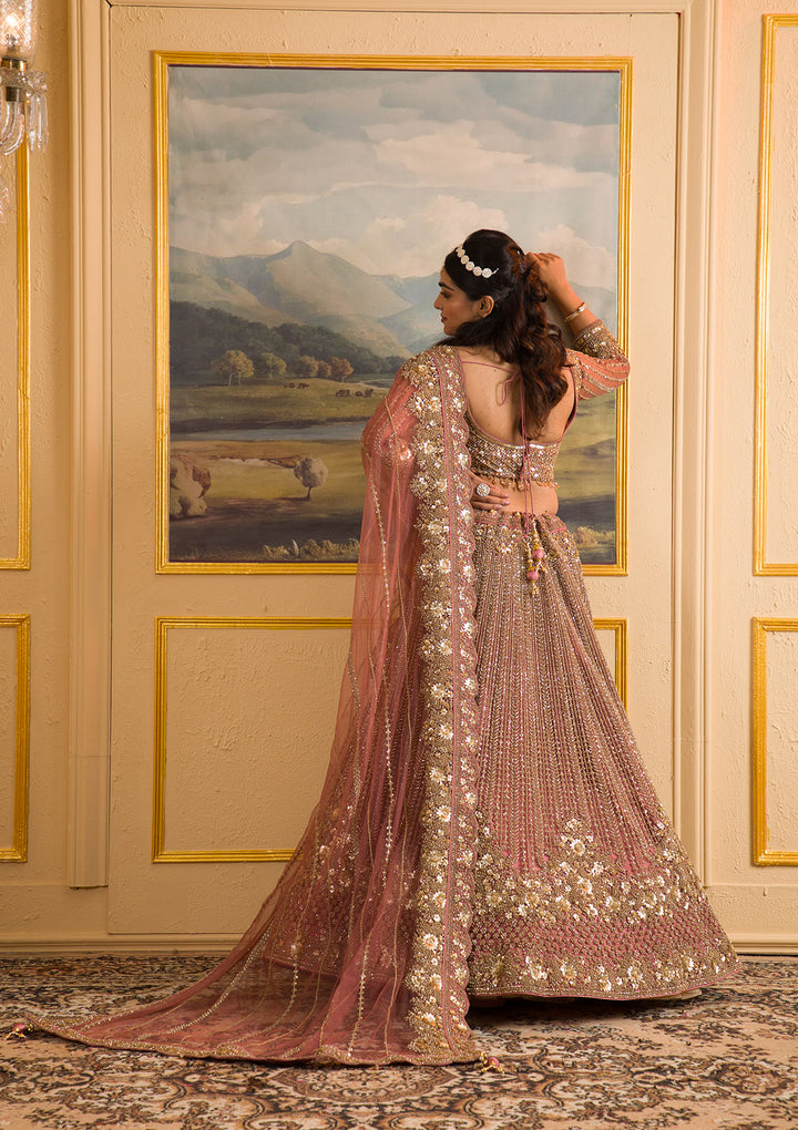 Onion Pink Zariwork Net Readymade Lehenga