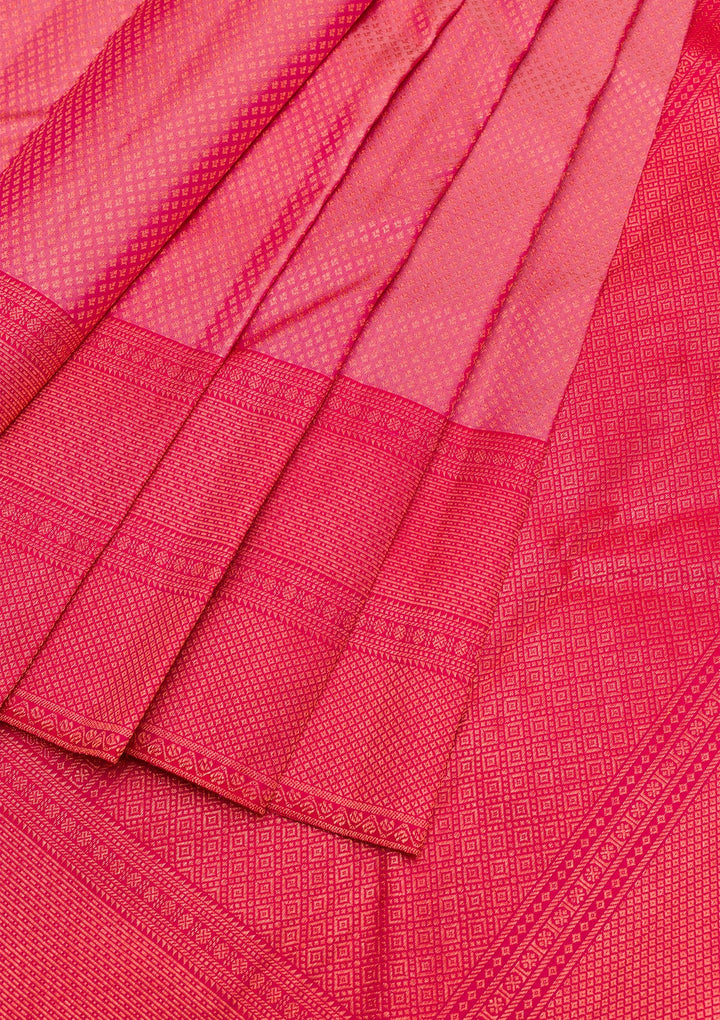 Onion Pink Zariwork Pure Silk Saree