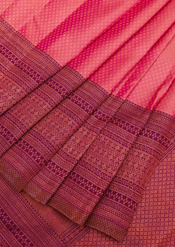 Onion Pink Zariwork Kanjivaram Pure Silk Saree