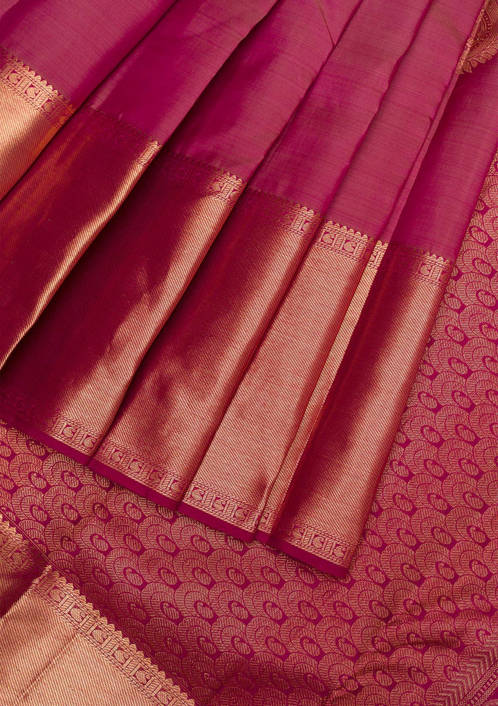 Onion Pink Gold Zariwork Kanjivaram Pure Silk Saree
