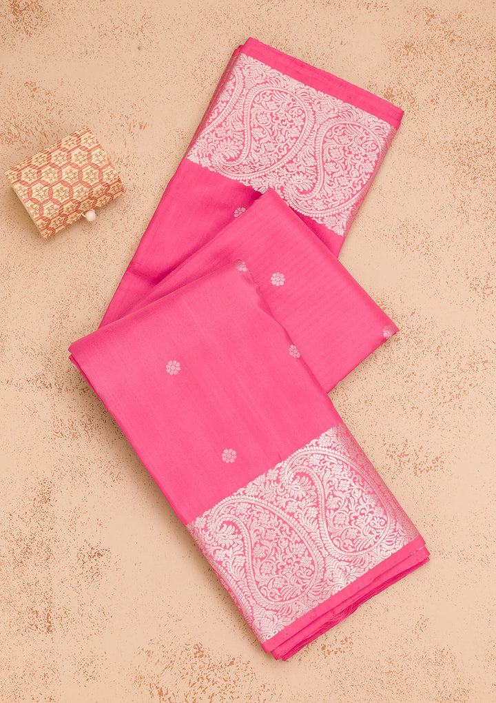 Onion Pink Zariwork Pure Silk Saree