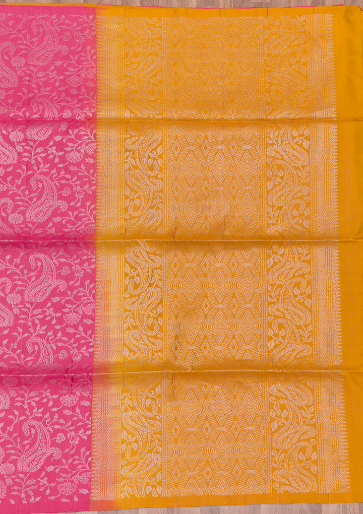 Onion Pink Zariwork Pure Silk Saree