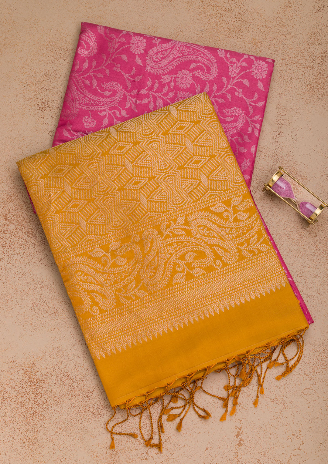 Onion Pink Zariwork Pure Silk Saree