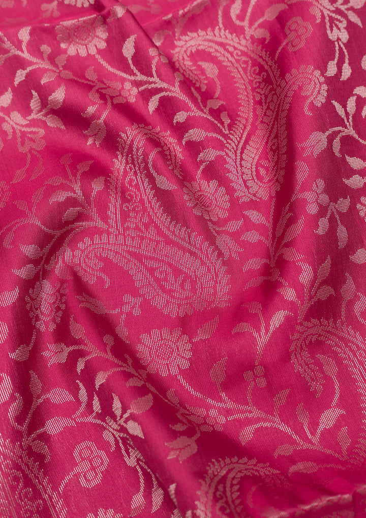 Onion Pink Zariwork Pure Silk Saree