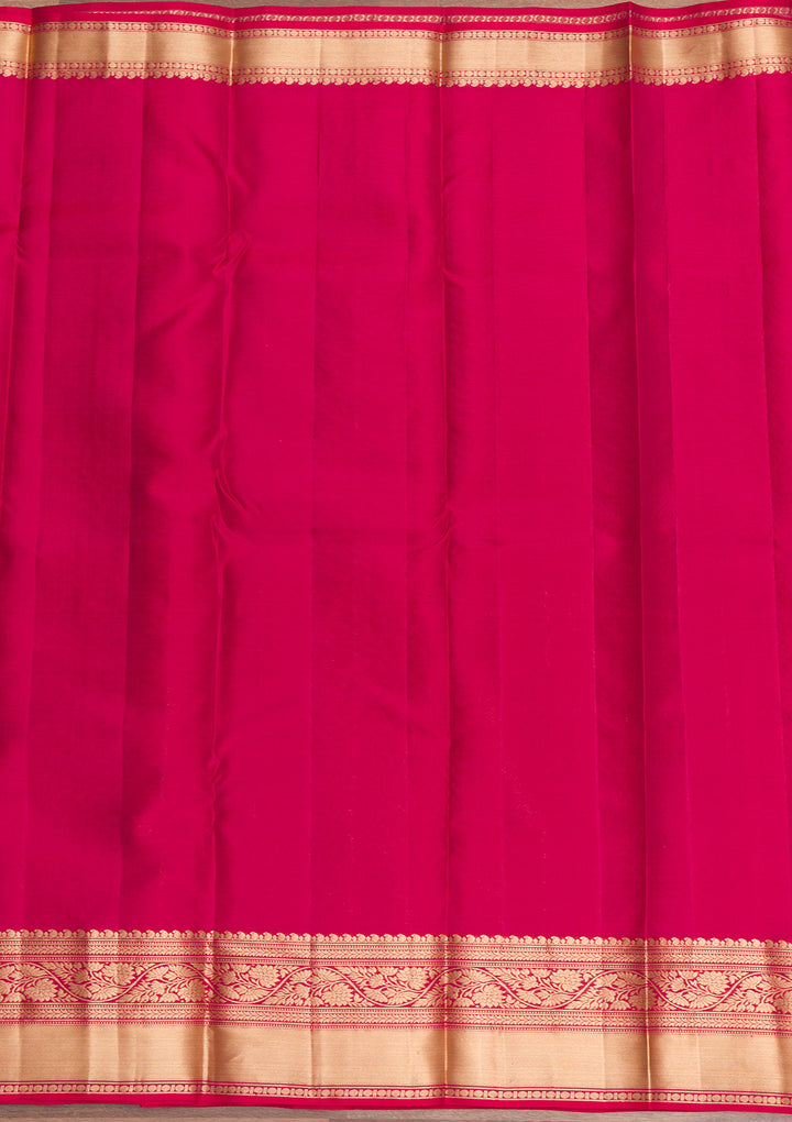 Onion Pink Zariwork Pure Silk Saree-Koskii