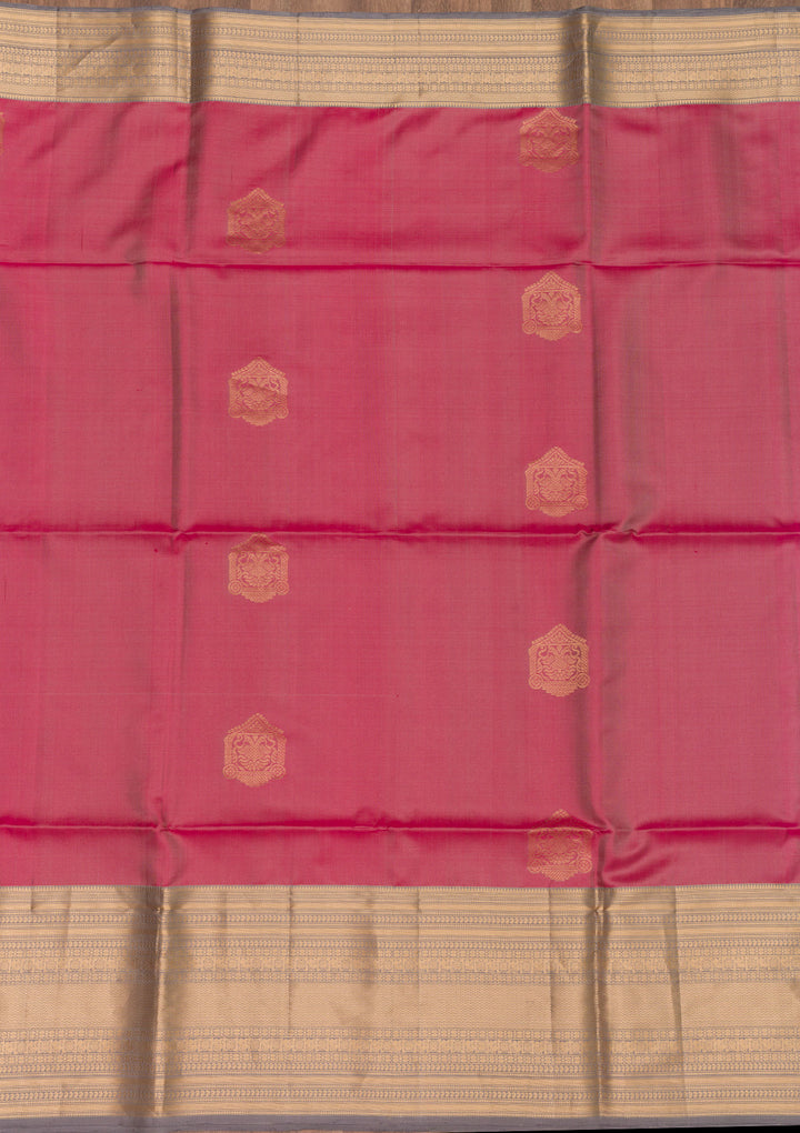 Onion Pink Zariwork Pure Silk Saree