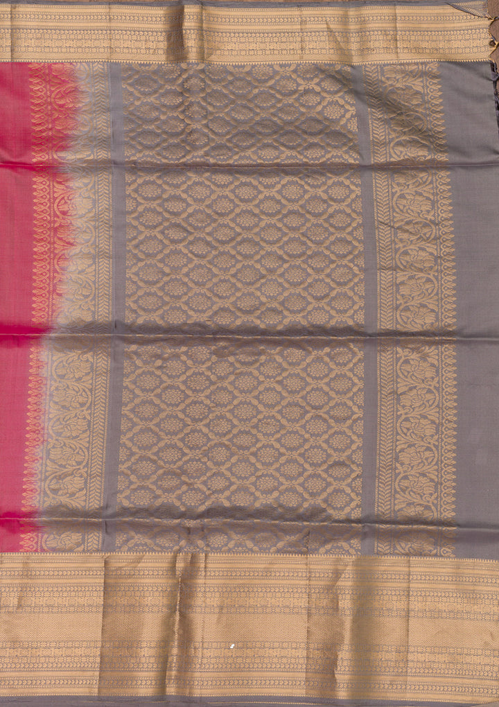 Onion Pink Zariwork Pure Silk Saree