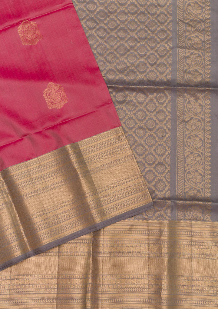 Onion Pink Zariwork Pure Silk Saree