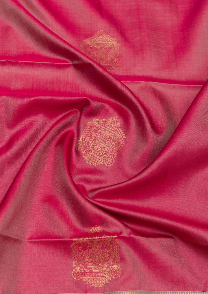 Onion Pink Zariwork Pure Silk Saree