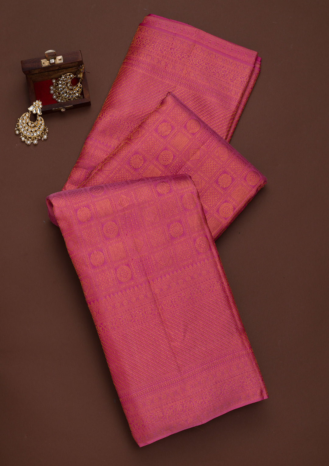 Onion Pink Zariwork Pure Silk Saree