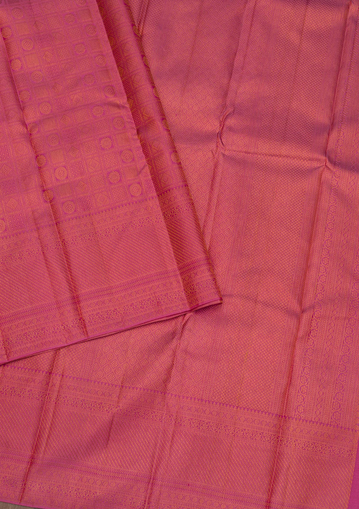 Onion Pink Zariwork Pure Silk Saree