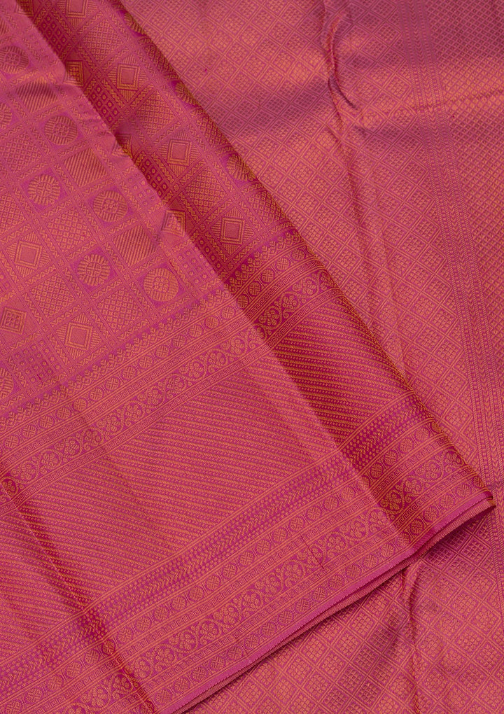 Onion Pink Zariwork Pure Silk Saree