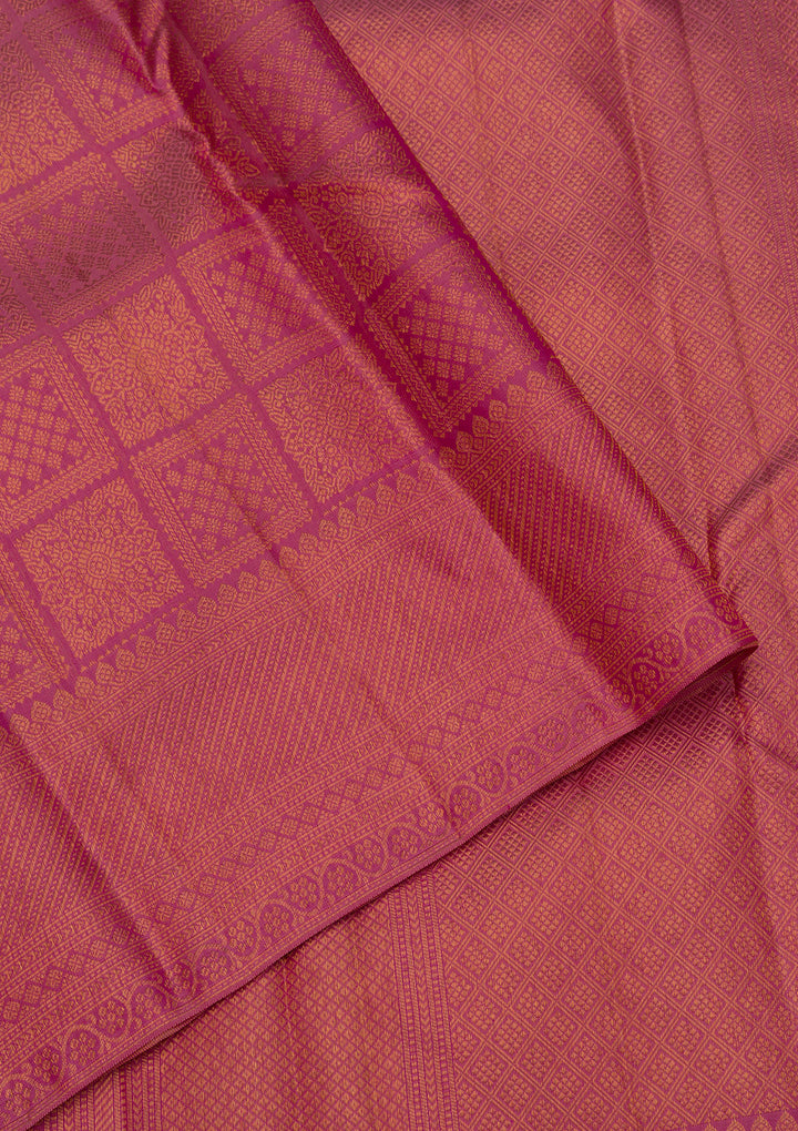 Onion Pink Zariwork Pure Silk Saree