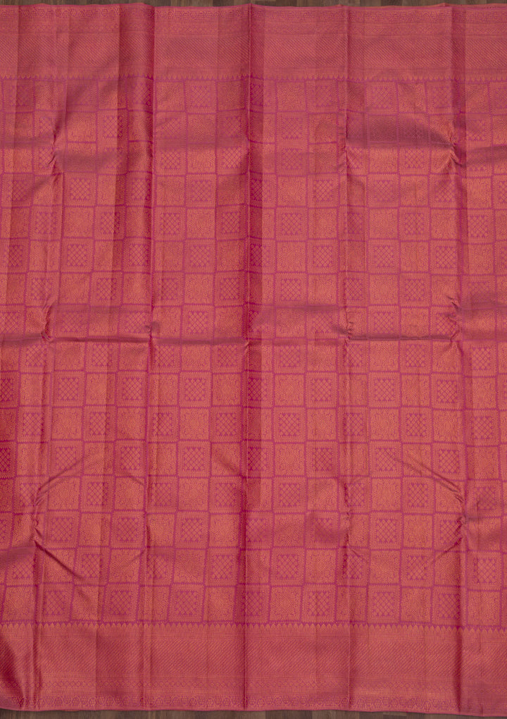 Onion Pink Zariwork Pure Silk Saree
