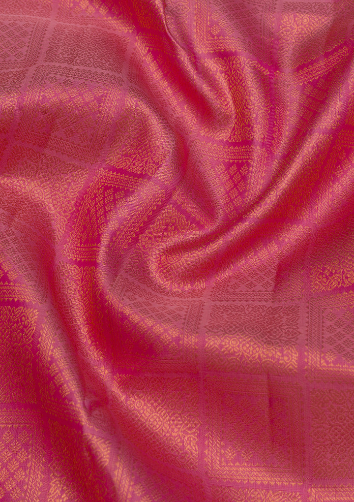Onion Pink Zariwork Pure Silk Saree