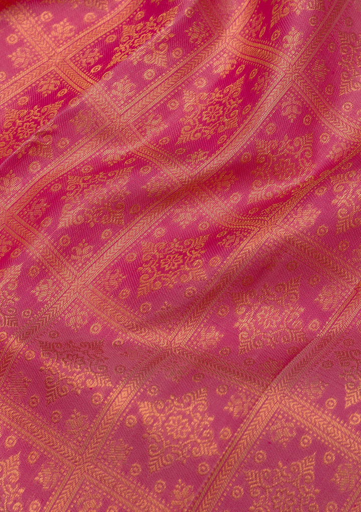 Onion Pink Zariwork Pure Silk Saree