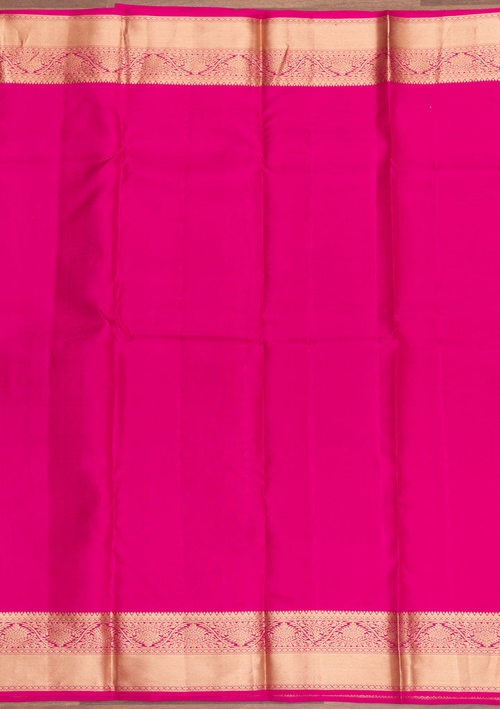 Onion Pink Zariwork Pure Silk Saree-Koskii