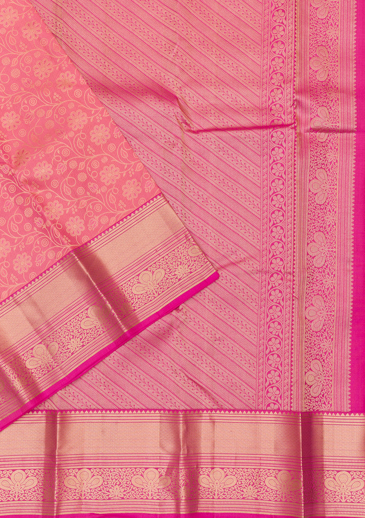 Onion Pink Zariwork Kanjivaram Pure Silk Saree