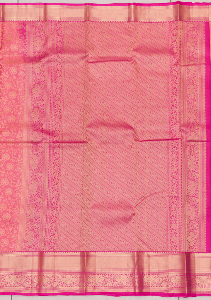 Onion Pink Zariwork Kanjivaram Pure Silk Saree