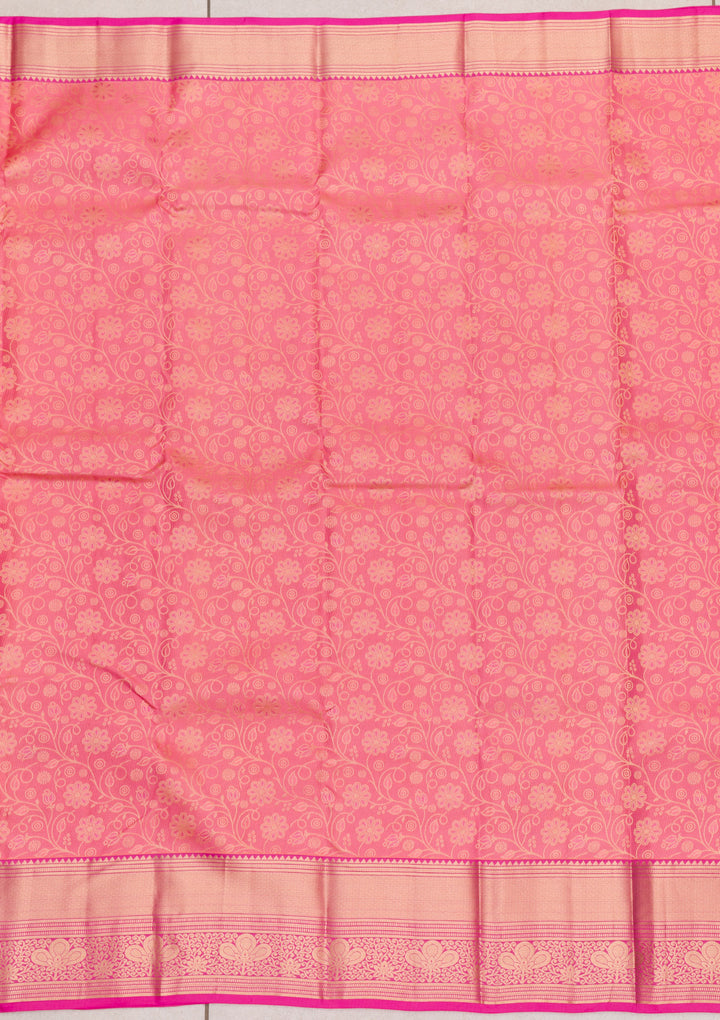 Onion Pink Zariwork Kanjivaram Pure Silk Saree