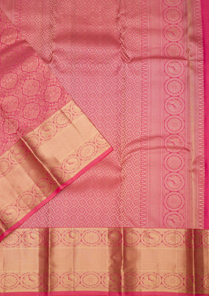 Onion Pink Zariwork Banarasi Pure Silk Saree
