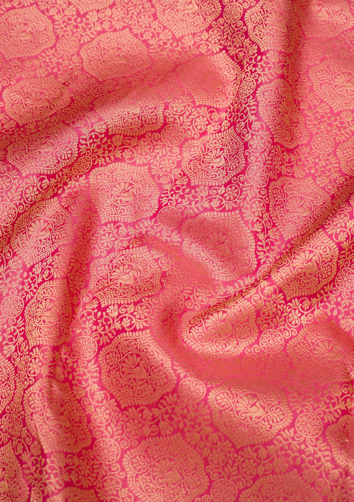 Onion Pink Zariwork Banarasi Pure Silk Saree