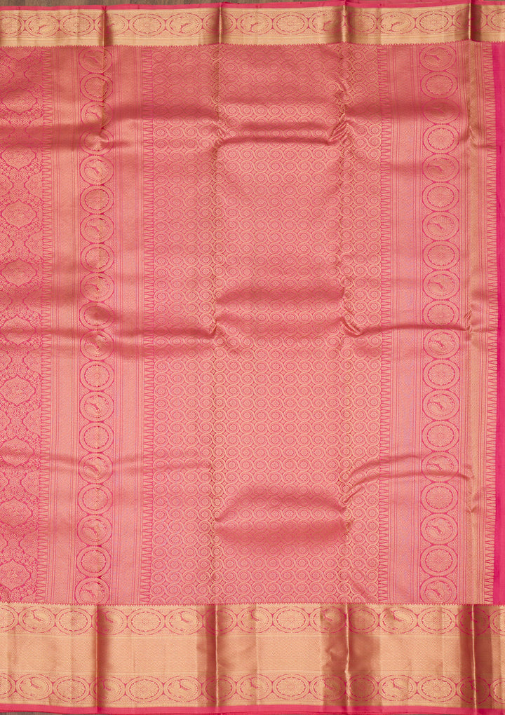 Onion Pink Zariwork Banarasi Pure Silk Saree