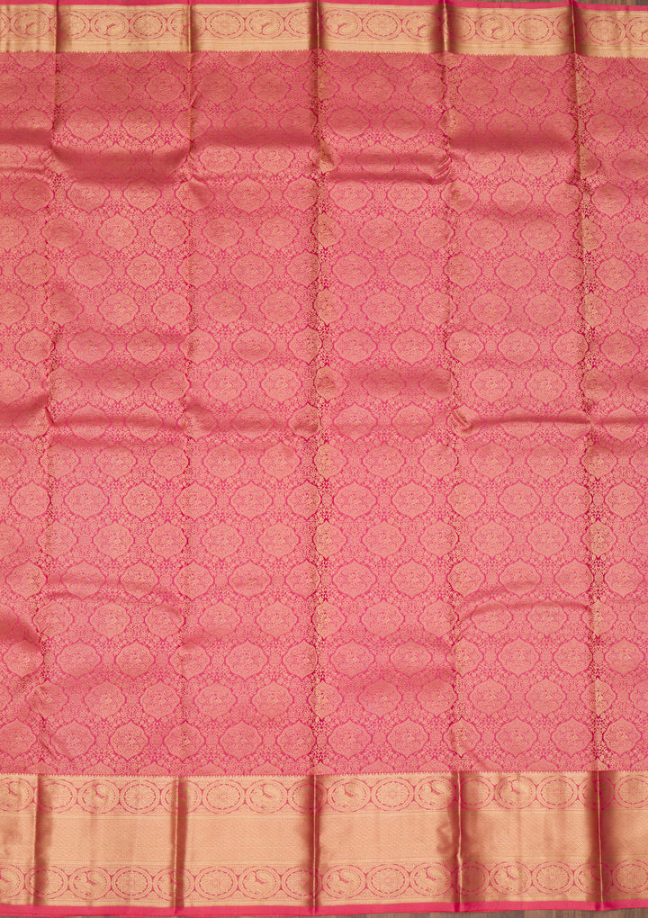 Onion Pink Zariwork Banarasi Pure Silk Saree