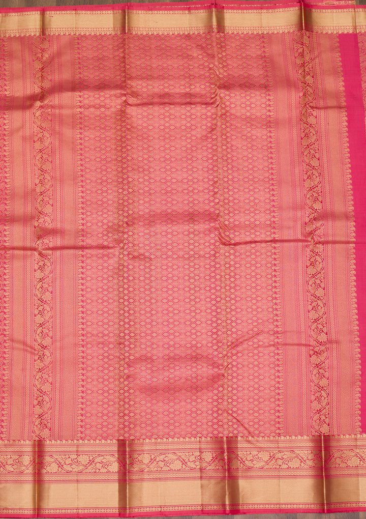 Onion Pink Zariwork Kanjivaram Pure Silk Saree