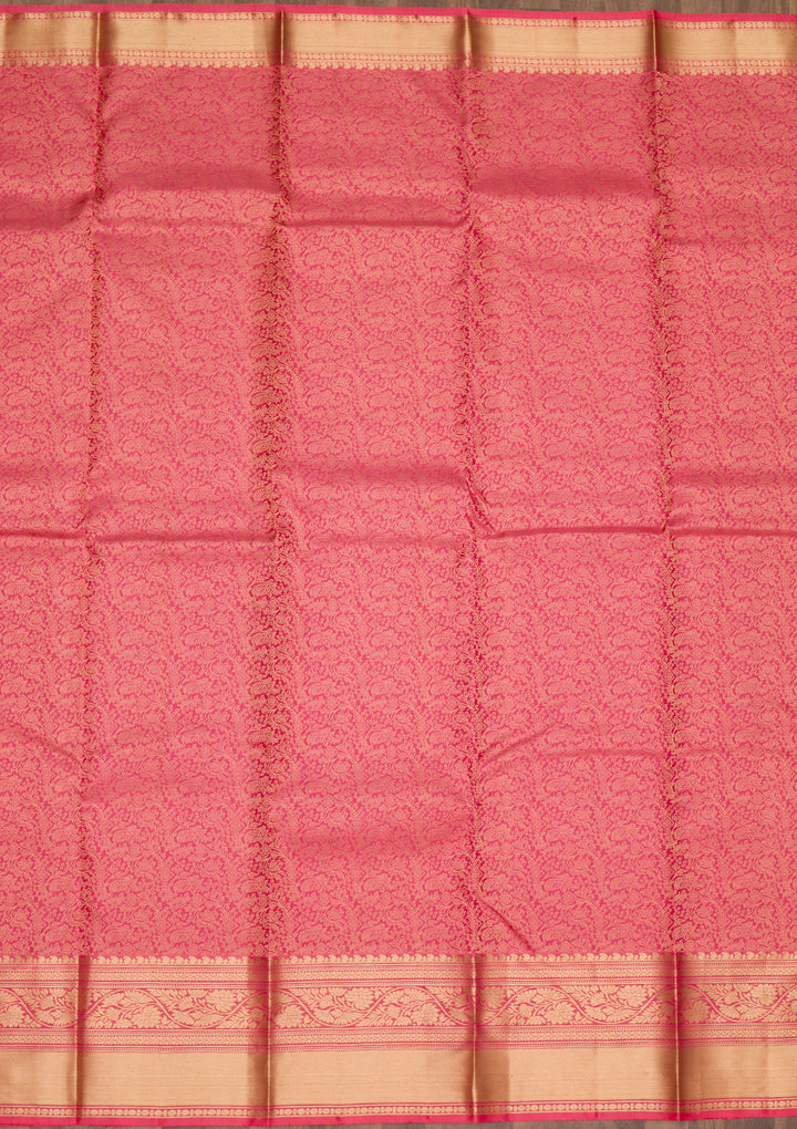 Onion Pink Zariwork Kanjivaram Pure Silk Saree