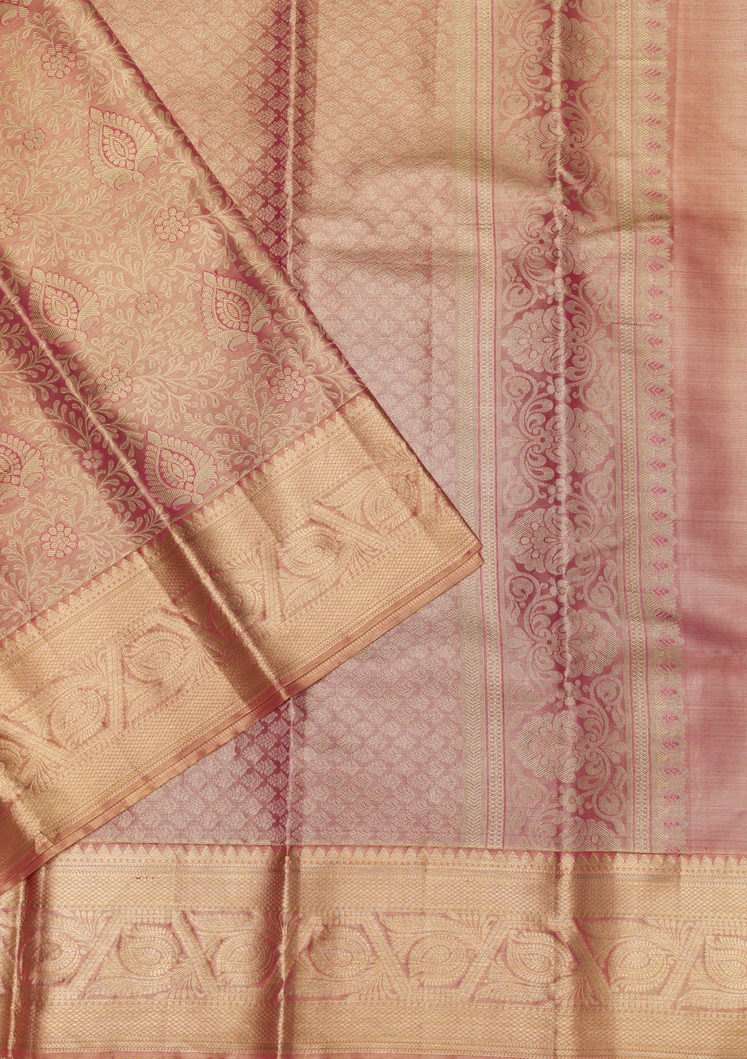 Onion Pink Zariwork Pure Silk Saree