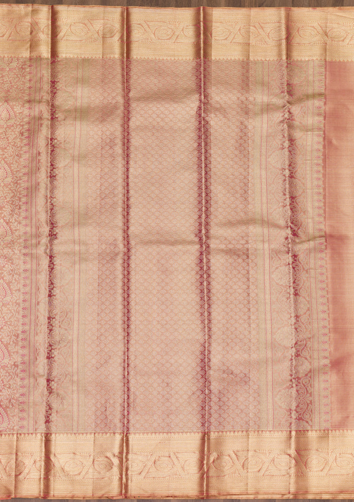Onion Pink Zariwork Pure Silk Saree