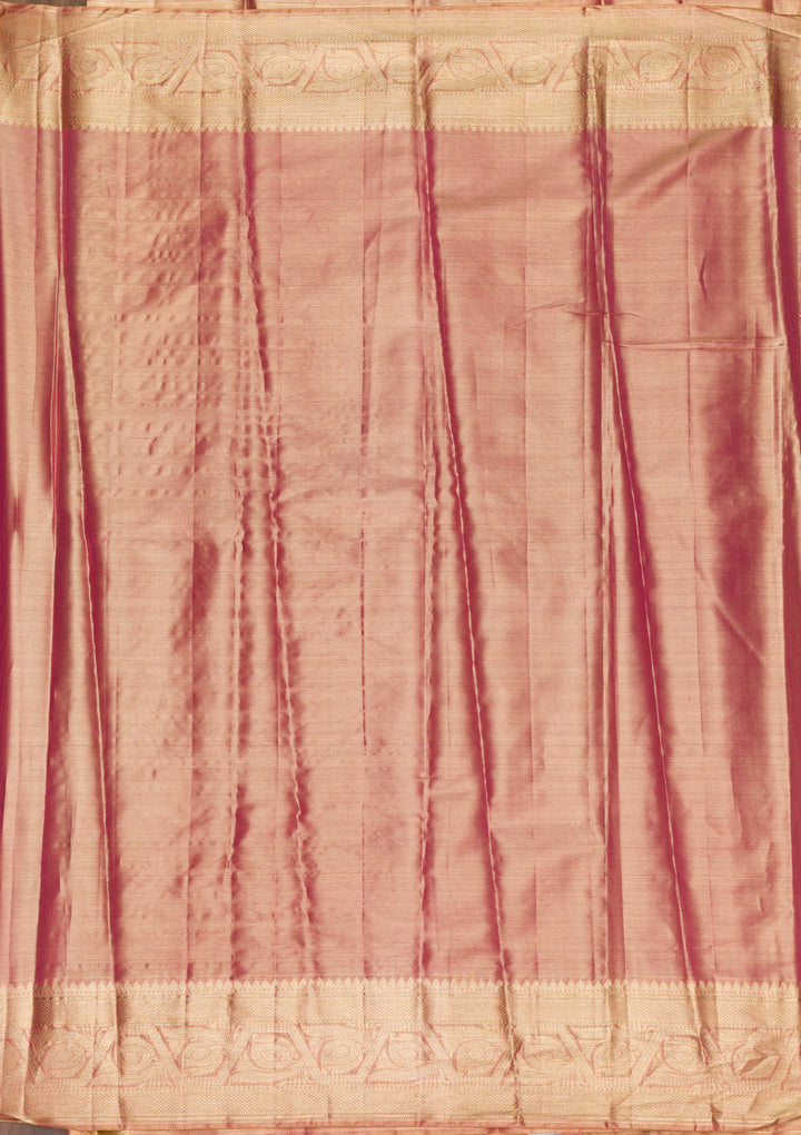 Onion Pink Zariwork Pure Silk Saree
